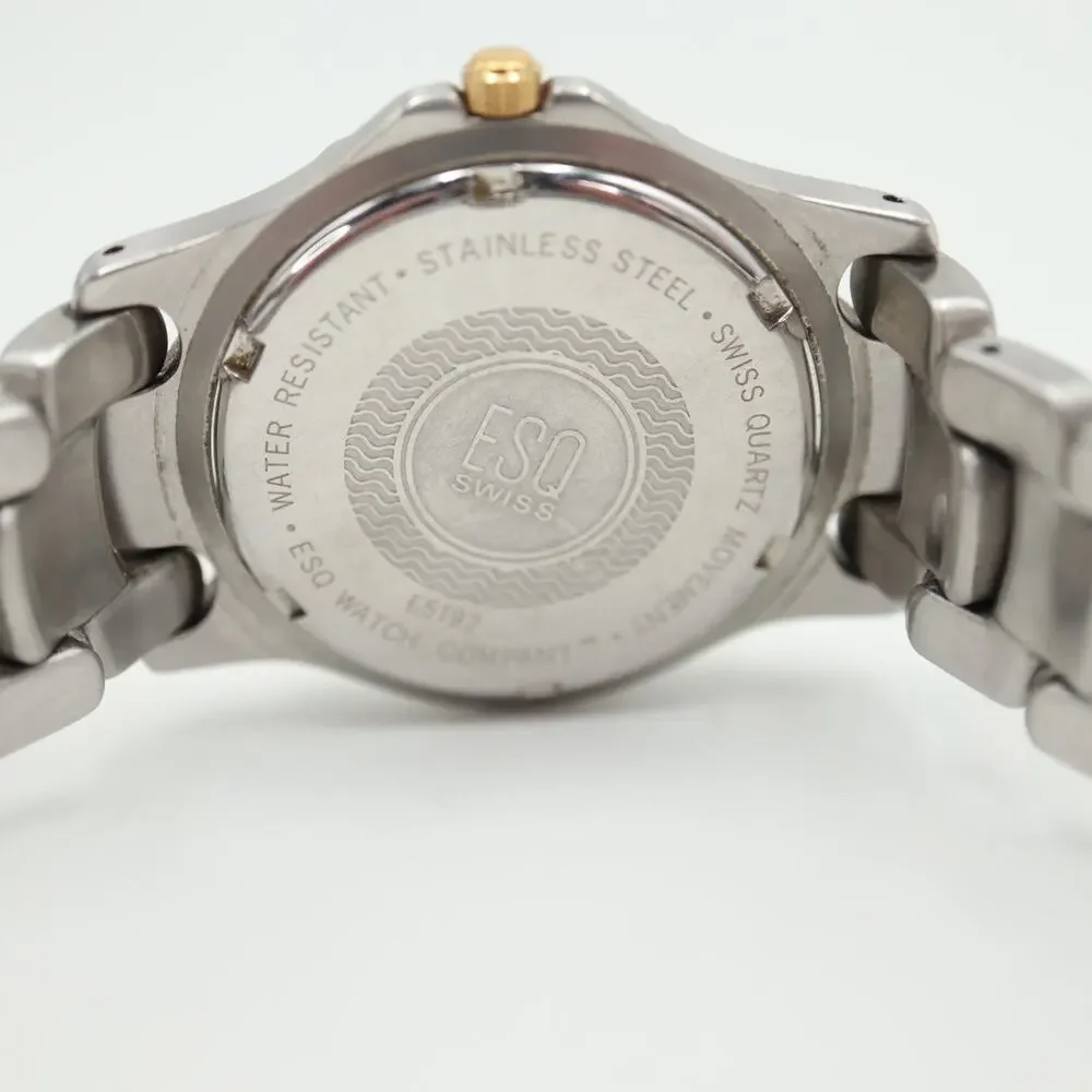 ESQ Swiss Watch Men 36mm Two Tone Date Glitter Dial Stainless Steel New Battery